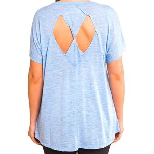 2fer! Pair of RBX Active Women's Plus Size Space Dye Twisted Back Yoga Tees 2X